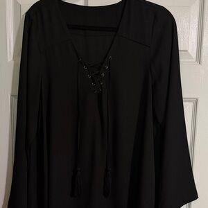 Elegant Black Lace-Up Women's Top
